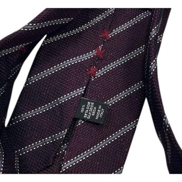 ERMENEGILDO ZEGNA COUTURE Men's Silk Tie LUXURY XL Burgundy Striped W:3.6" EUC - Picture 4 of 5